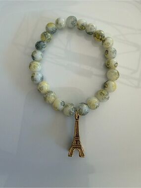 Eiffel Tower Charm Beaded Stretch Bracelet Paris Travel Jewelry